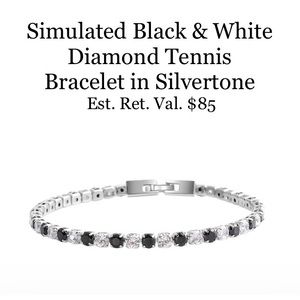 Simulated Black & White Diamond Tennis Bracelet in Silvertone (8 in) 7.92 ctw